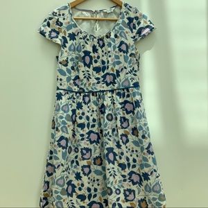 Boden Linen Floral Cap sleeve Dress 8